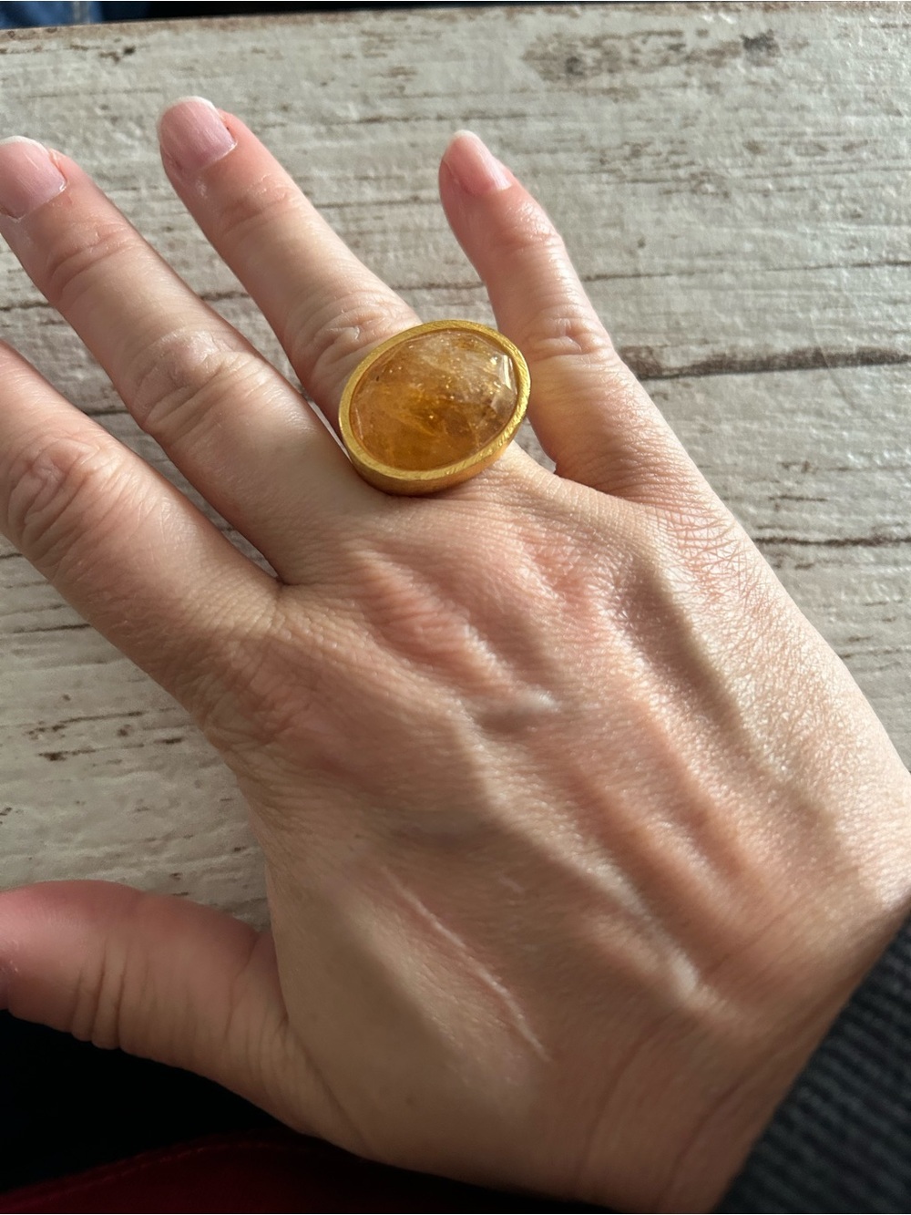ALEX FRAGA Gold-Tone Amber Oval Statement Ring - Women Jewelry